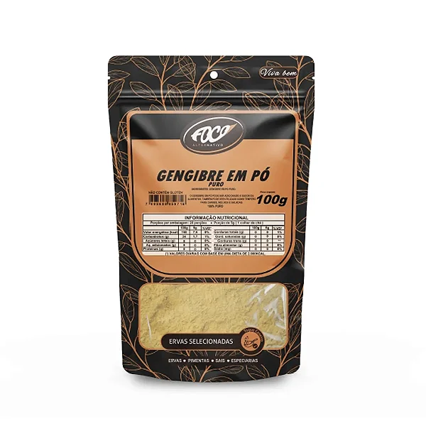 Gengibre em Pó Puro, 100g - Foco Alternativo