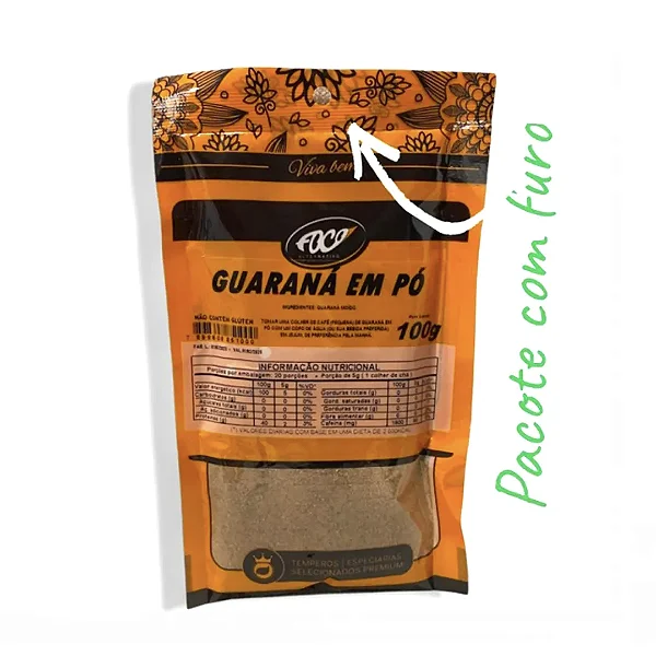 Guaraná em Pó, 100g - Foco Alternativo