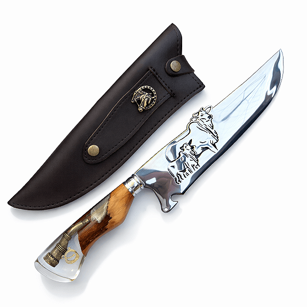 Faca Artesanal Agro Boi Berrante 10"