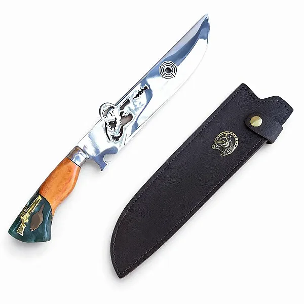 Faca Artesanal Gaúcha Caça Tatu 9"