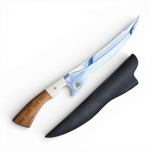 Faca Fileteira em Inox Cabo de Madeira e Osso 9"