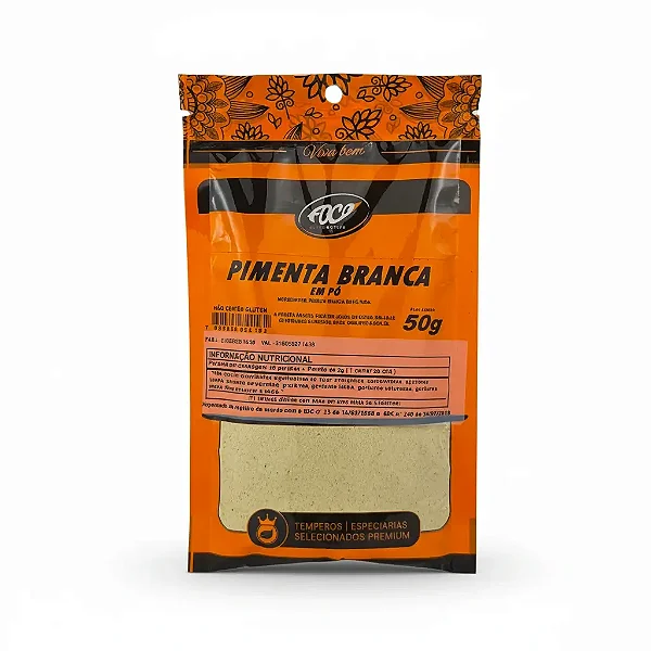 Pimenta Branca em Pó, 50g - Foco Alternativo