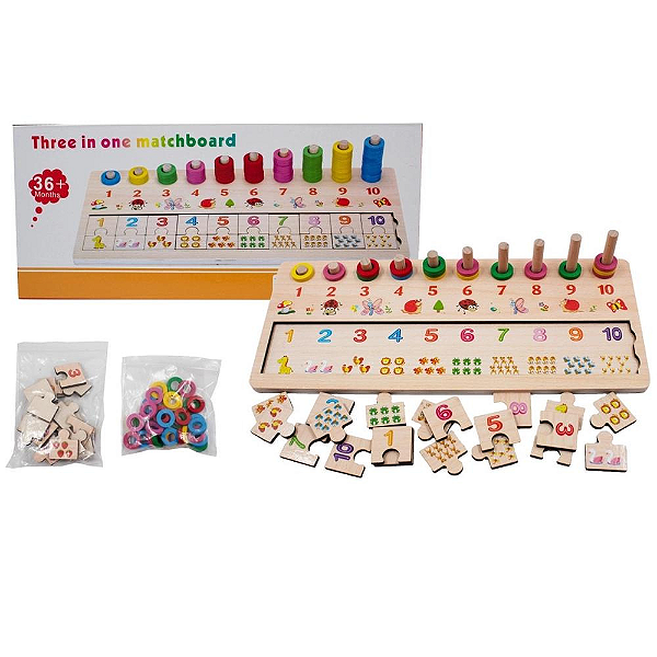 Brinquedo Educativo 3 Em 1 Matchboard