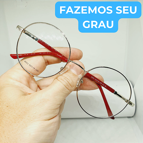 Óculos de GRAU Unissex de metal Redondo armação prata óculos modelo CV305
