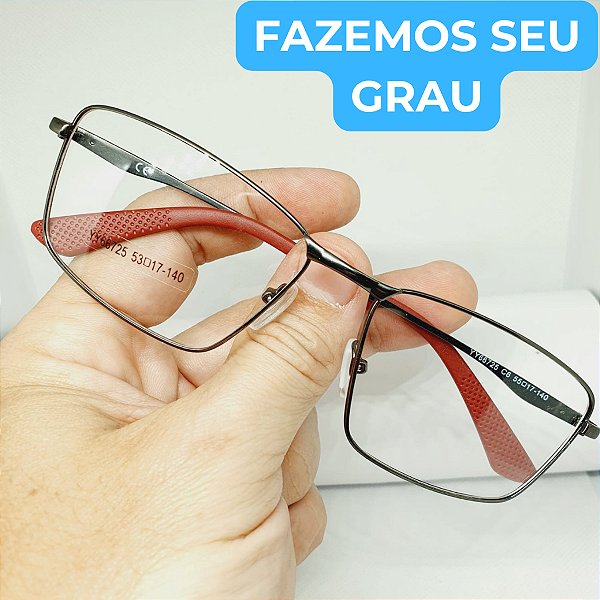 Armação de óculos masculino resistente metal retangular CV260