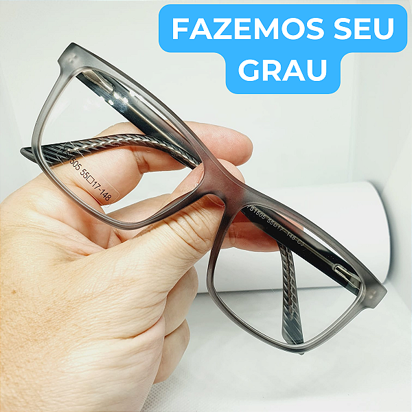 Armação de óculos masculino retangular resistente estiloso preto modelo CV214.