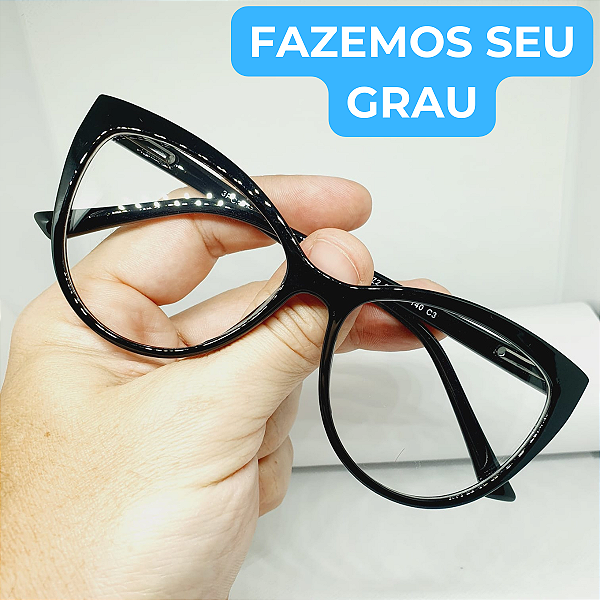 Óculos de GRAU feminino preto estilosa armação modelo CV1067