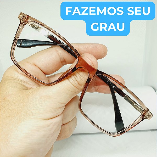 Armação para óculos de Grau masculino quadrado modelo Marrom CV269