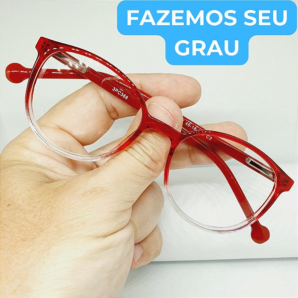 Óculos Armação infantil para grau feminino resistente modelo vermelho CV07.