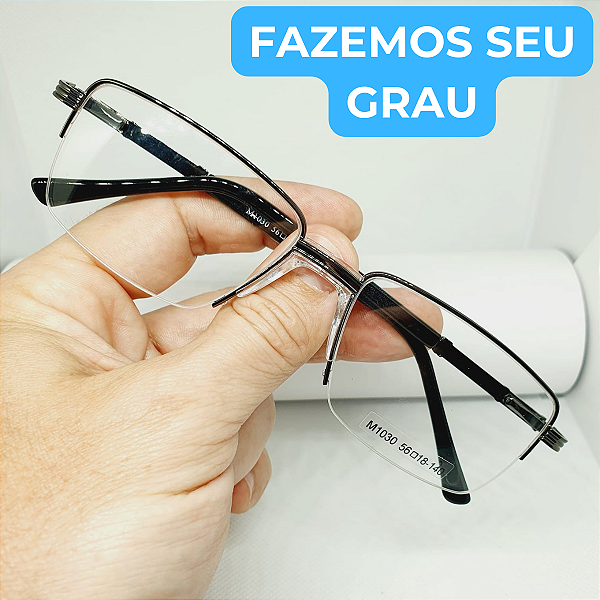 Armação de óculos masculino resistente metal retangular modelo CV224