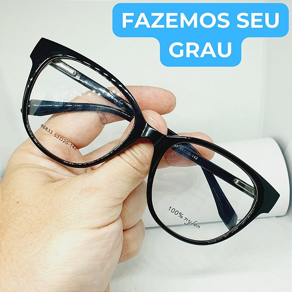 Armação para Óculos de GRAU feminino armação Redonda Preto modelo CV1096