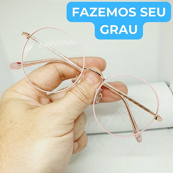 Armação para óculos de grau feminino Redondo rosa blogueira modelo CV1099