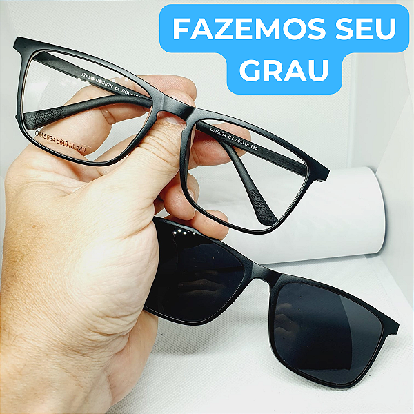 Óculos armação de GRAU masculino Clip On moderno modelo CV287