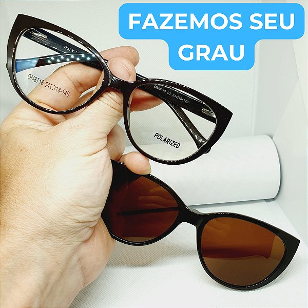 Armação para óculos de grau feminino Clipon Marrom modelo CV1123