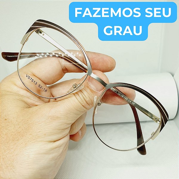 Óculos armação de GRAU feminino redondo modelo CV1116