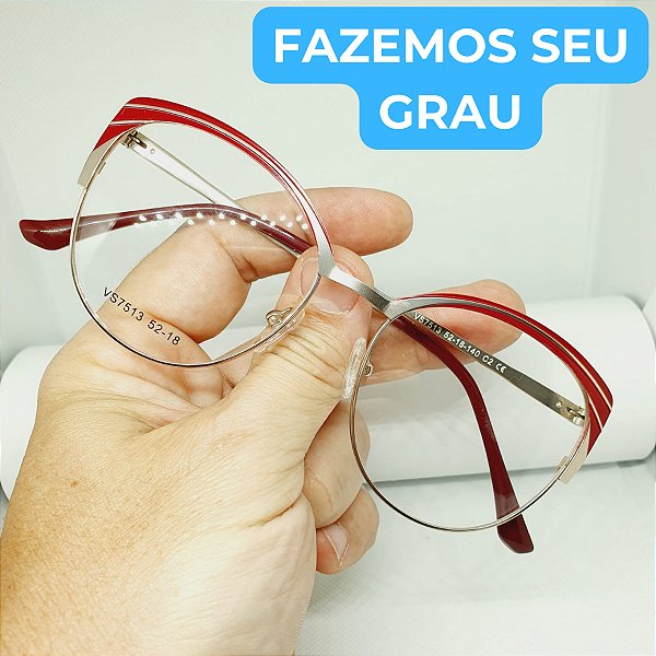 Óculos armação de GRAU feminino redondo blogueira Metal Estilosa modelo CV1111