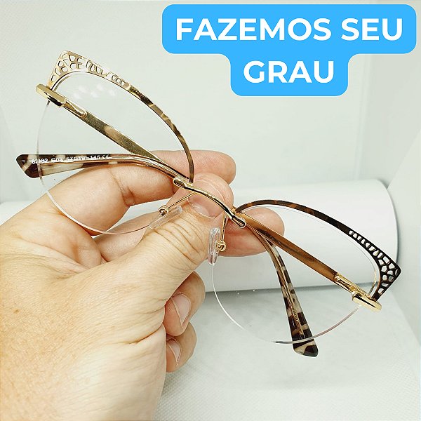 Armação de óculos feminino gatinho 3 Peças Balgriff  Tendência Feminina modelo CV120