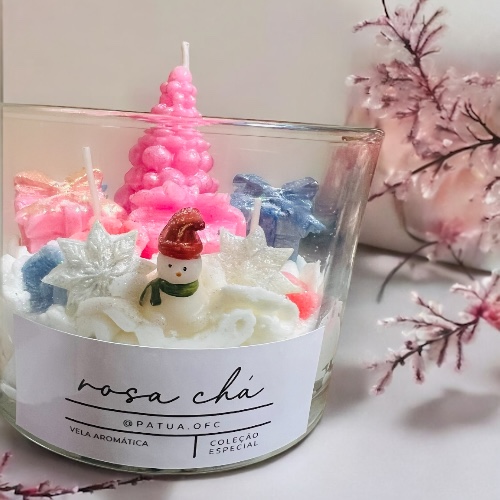 Vela Aromática Pinheiro Rosa com Chantilly - Essência Flor de Cerejeira (400g)