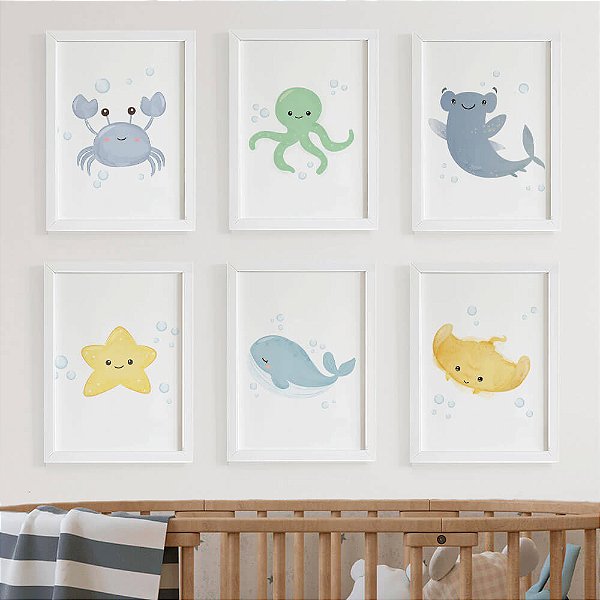 Quadros para quarto de bebê Fundo do mar
