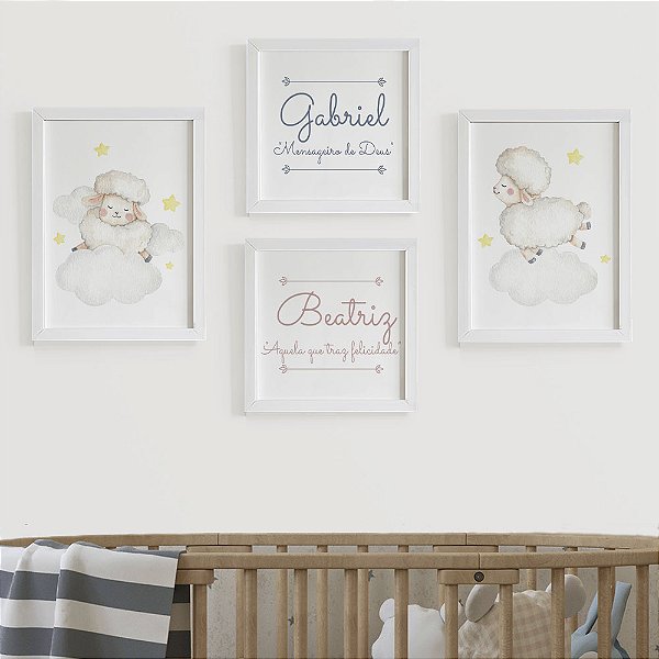 Quadros para quarto de Irmãos Nuvem Ovelhinha com Nome e Significado
