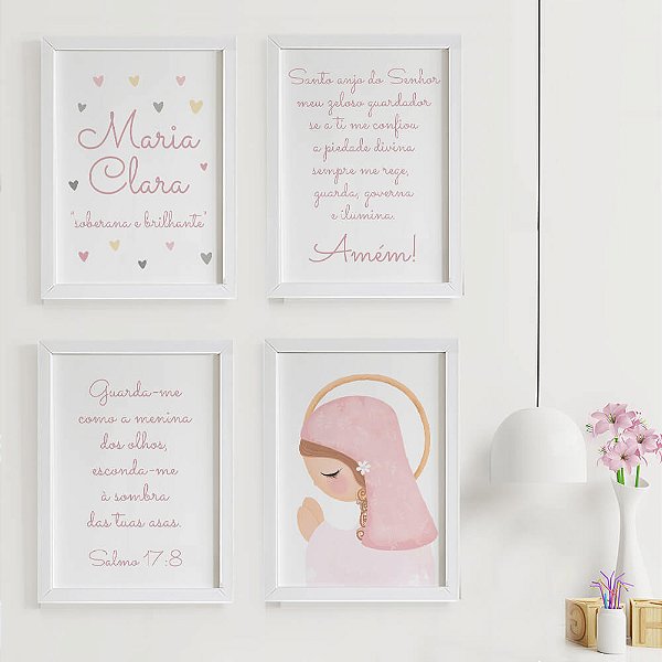 Quadros para quarto de bebê Nossa Senhora Santo Anjo com Nome e Significado
