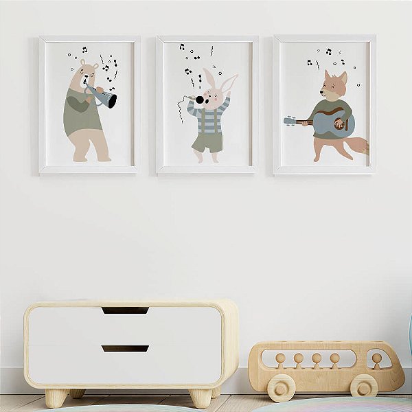 Quadros Infantis Animais Músicos