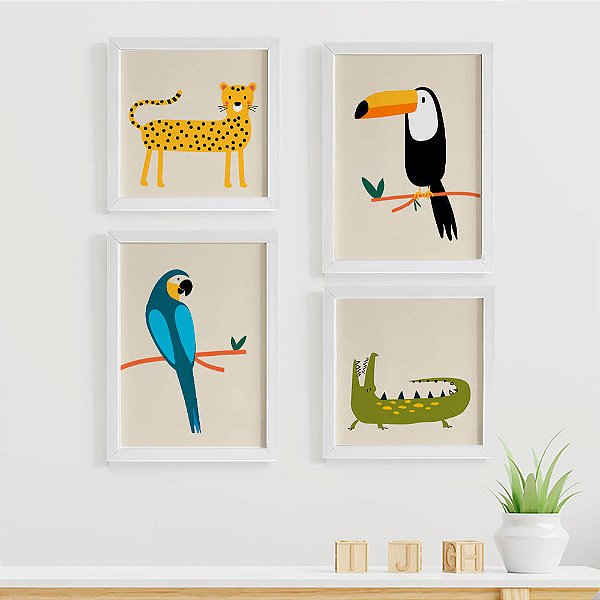 Quadros para quarto de bebê Fauna Brasileira Coloridos