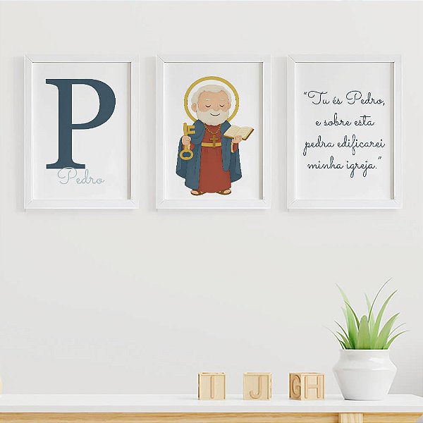Quadros para quarto de bebê São Pedro com Inicial e Nome