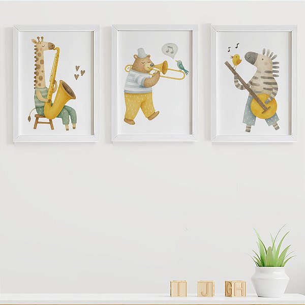 Quadros Infantis Animais Músicos
