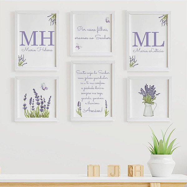 Quadros para quarto de Irmãs Por Essas Filhas Oramos ao Senhor com Inicial e Nome