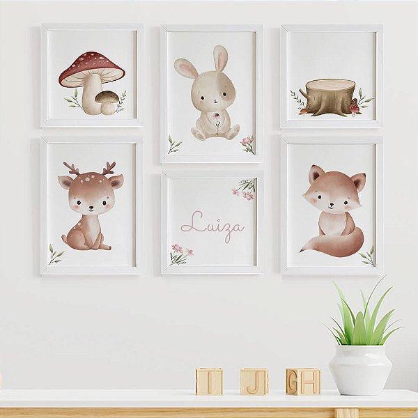 Quadros para quarto de bebê Bosque com Nome