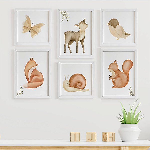 Quadros para quarto de bebê Animais Bosque