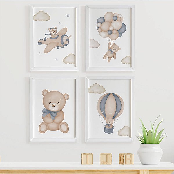 Quadros para quarto de bebê Ursinho Aviador