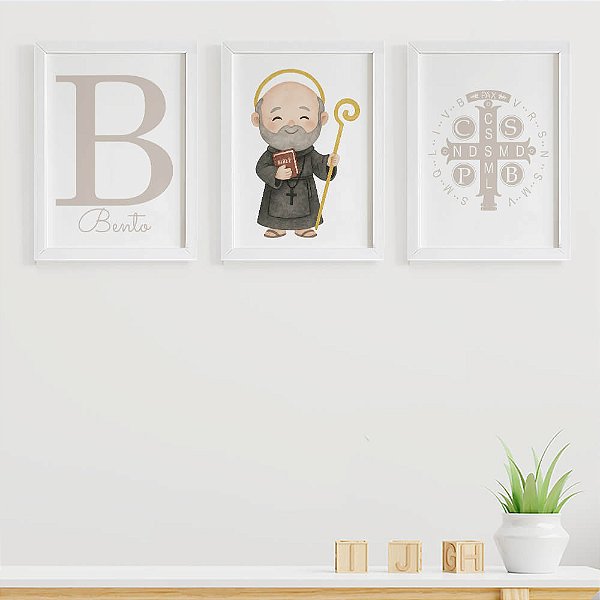 Quadros para quarto de bebê São Bento com Inicial e Nome