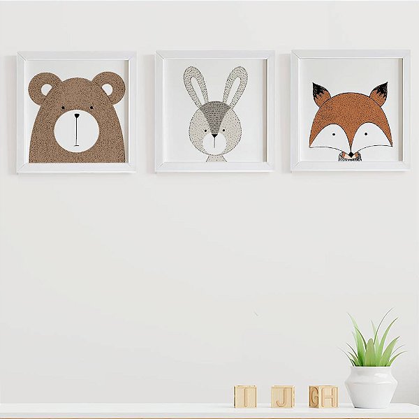 Quadros para quarto de bebê Animais Escandinavos Floresta