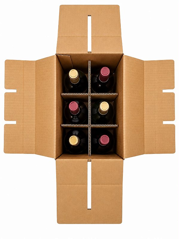 Caixa para Bebidas e Garrafas N.08 (6 Garrafas) 31X21x40 cm (Pacote c/ 5 unids)