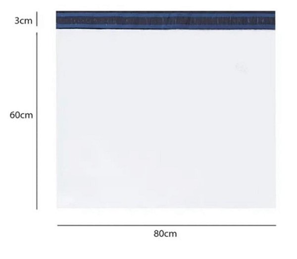 Envelope Plastico de Segurança Tipo Correio Liso 80x60 cm (Pacote c/ 100 unids)