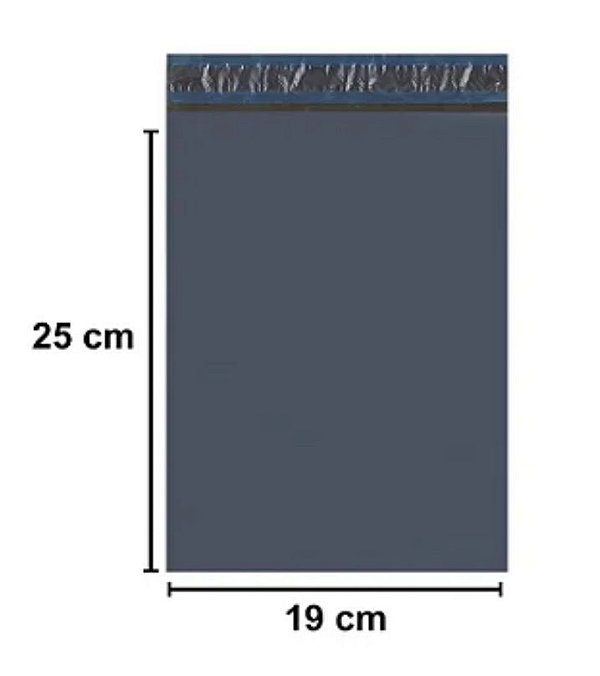 Envelope Plastico de Segurança Tipo Correio Cinza Liso 19x25 cm (Pacote c/ 250 unids)