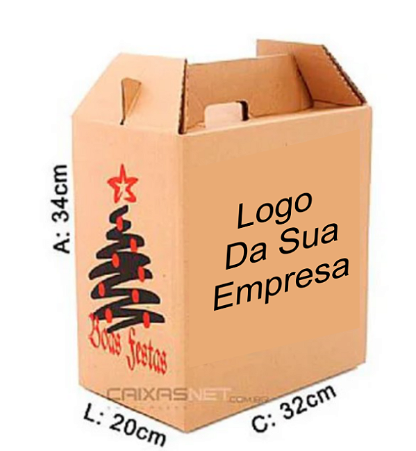 Caixa para Cesta de Natal C/ Seu Logo 32x20x34 cm (300 unids)