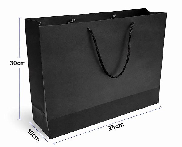 Sacola de Papel 35x10x30 cm - Preta - SK4 - (Pacote c/ 10 unids)