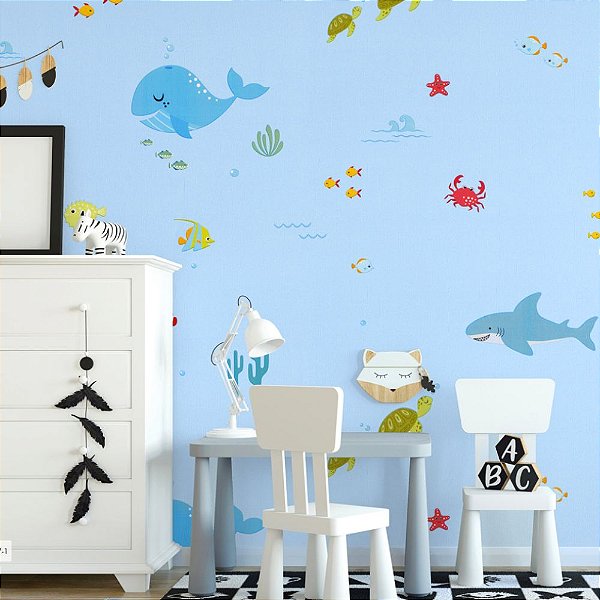Papel de Parede Texturizado Fundo do Mar Shark - PP452
