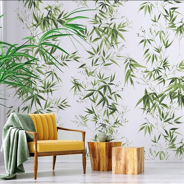 Papel de Parede Texturizado Bambu Verde Claro - PP450