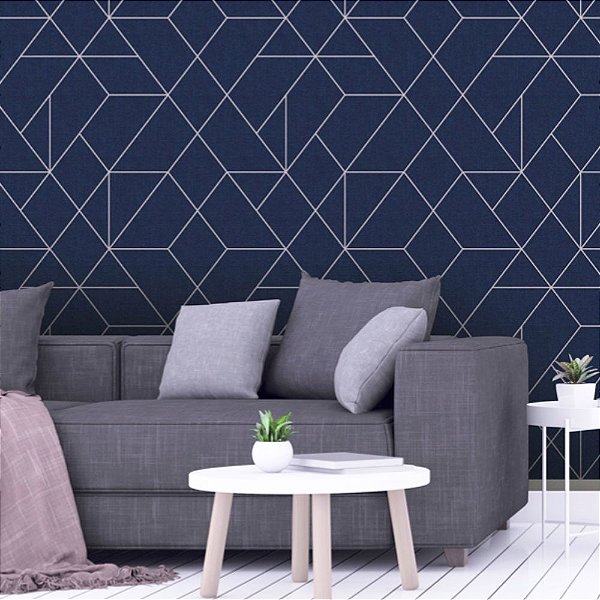Papel de Parede Texturizado Geométrico Azul Beija-Flor - PP447-1