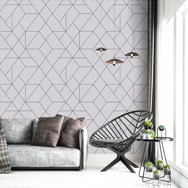 Papel de Parede Texturizado Geométrico Cinza Pergaminho - PP447