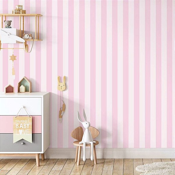 Papel de Parede Texturizado Listrado Rosa Médio - PP446-2