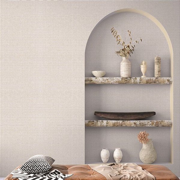 Papel de Parede Texturizado Natural Fendi Bege Claro - PP445