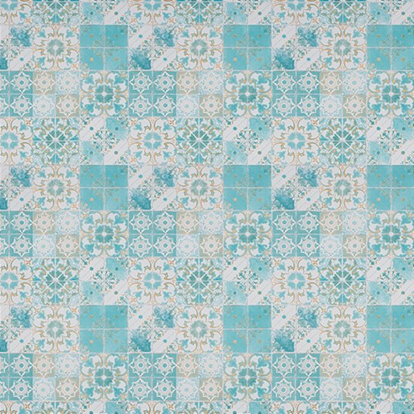 Papel de Parede Texturizado Azulejo Português Azul Piscina - PP397-1