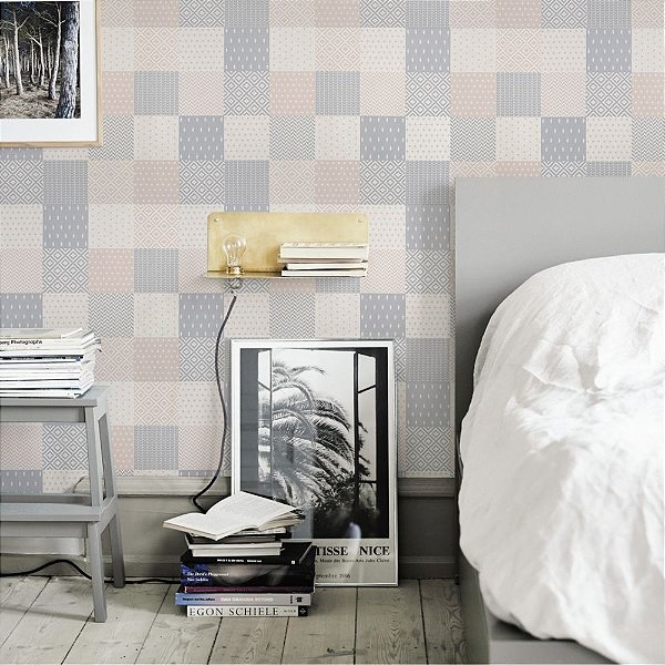 Papel de Parede Texturizado Azulejo Vintage Retrô - PP236-1