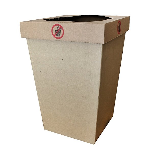 Lixeira de Papelão Ondulado Mod. G 40x40x58 cm Parda (Pacote c/ 10 unids)
