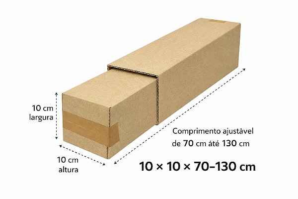 Tubo de Papelão Telescópico 10x10 cm Ajustável na Altura 70-130cm (10 unids)